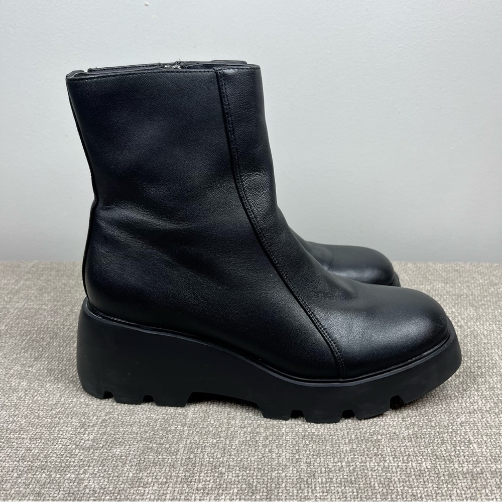 Naked Feet Xenus Platform Leather Boot Black Grunge Goth Size 8.5 Festival Chunk